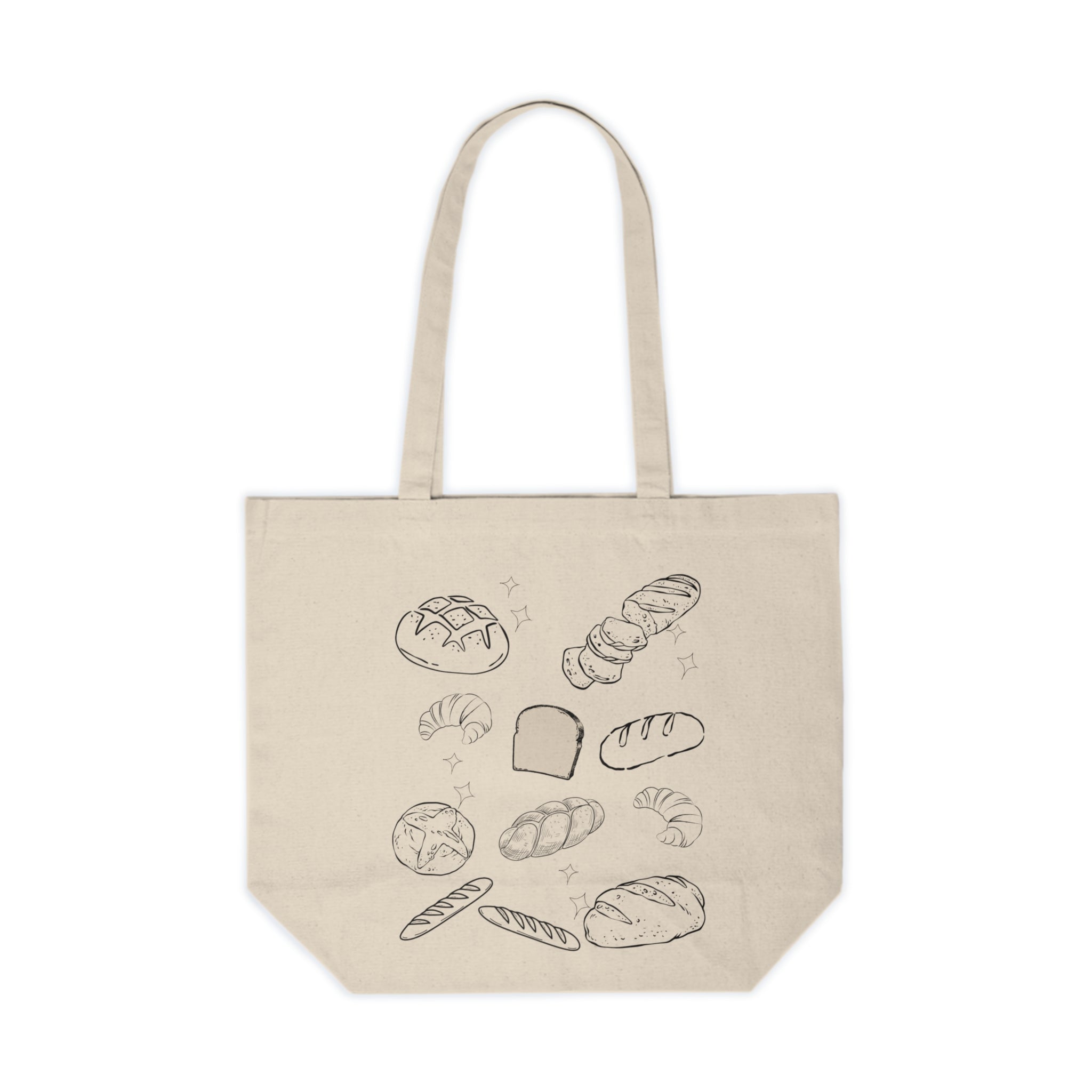 Hand-Drawn Breads Canvas Tote | Bakery Illustration Tote