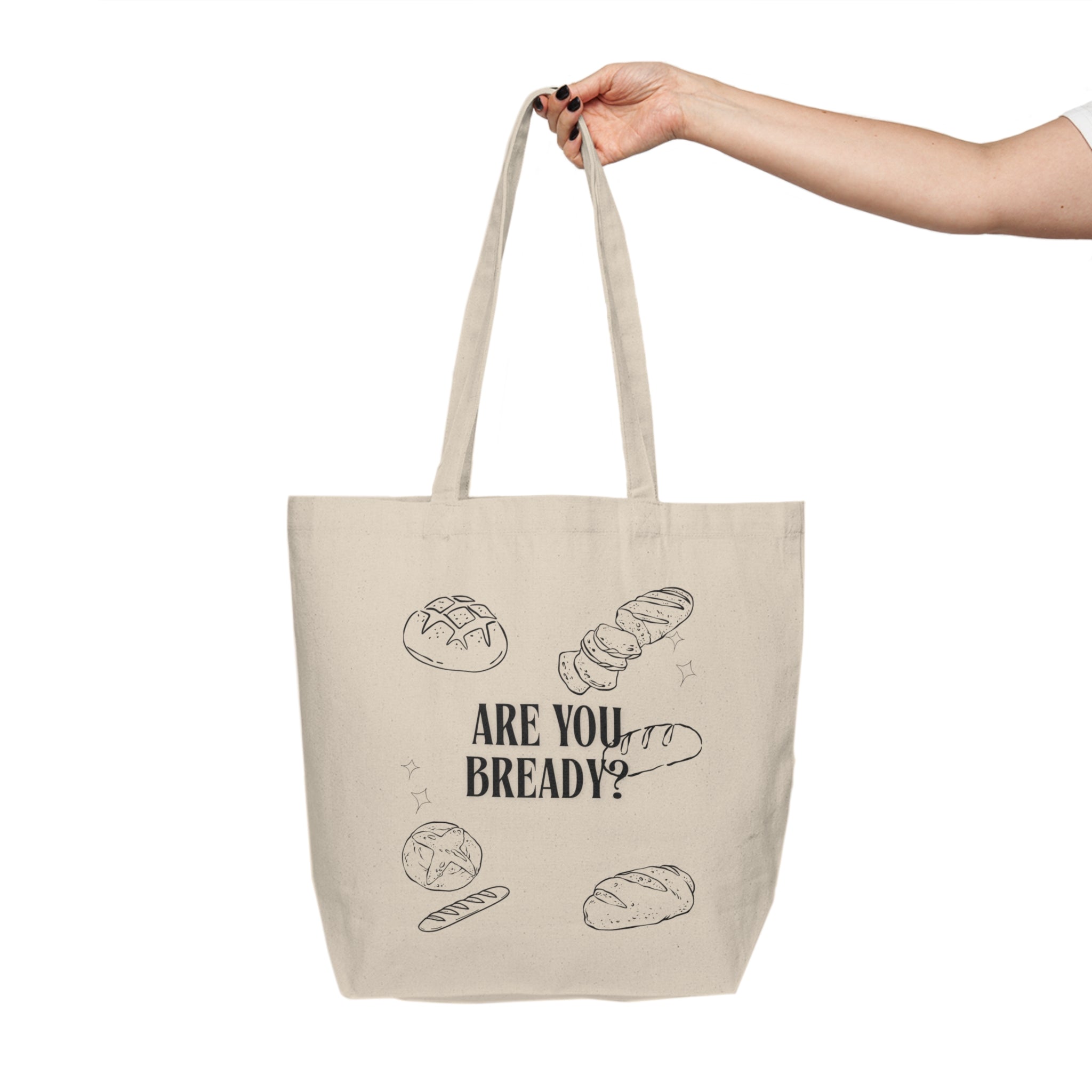 Are You Bready? bread sketches Canvas Tote | Bakery Illustration Tote Bag