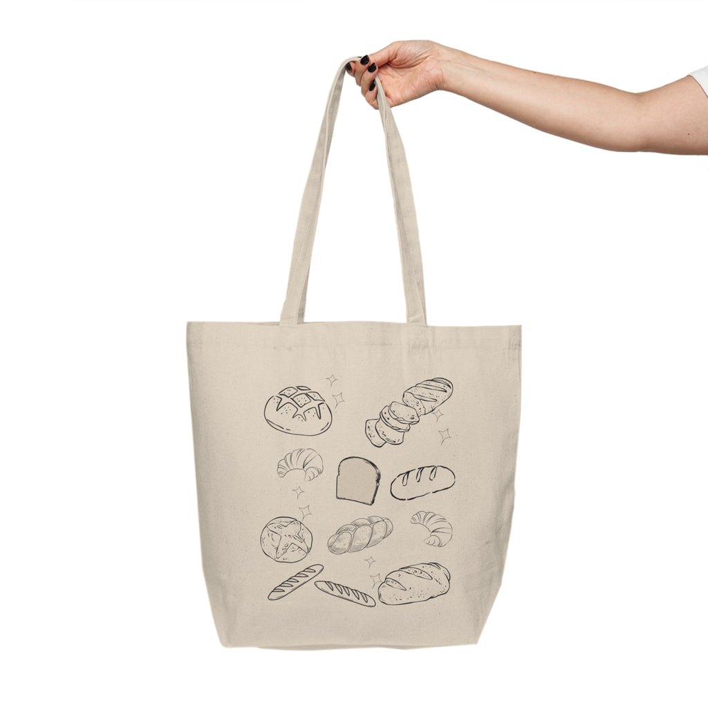 Hand-Drawn Breads Canvas Tote | Bakery Illustration Tote