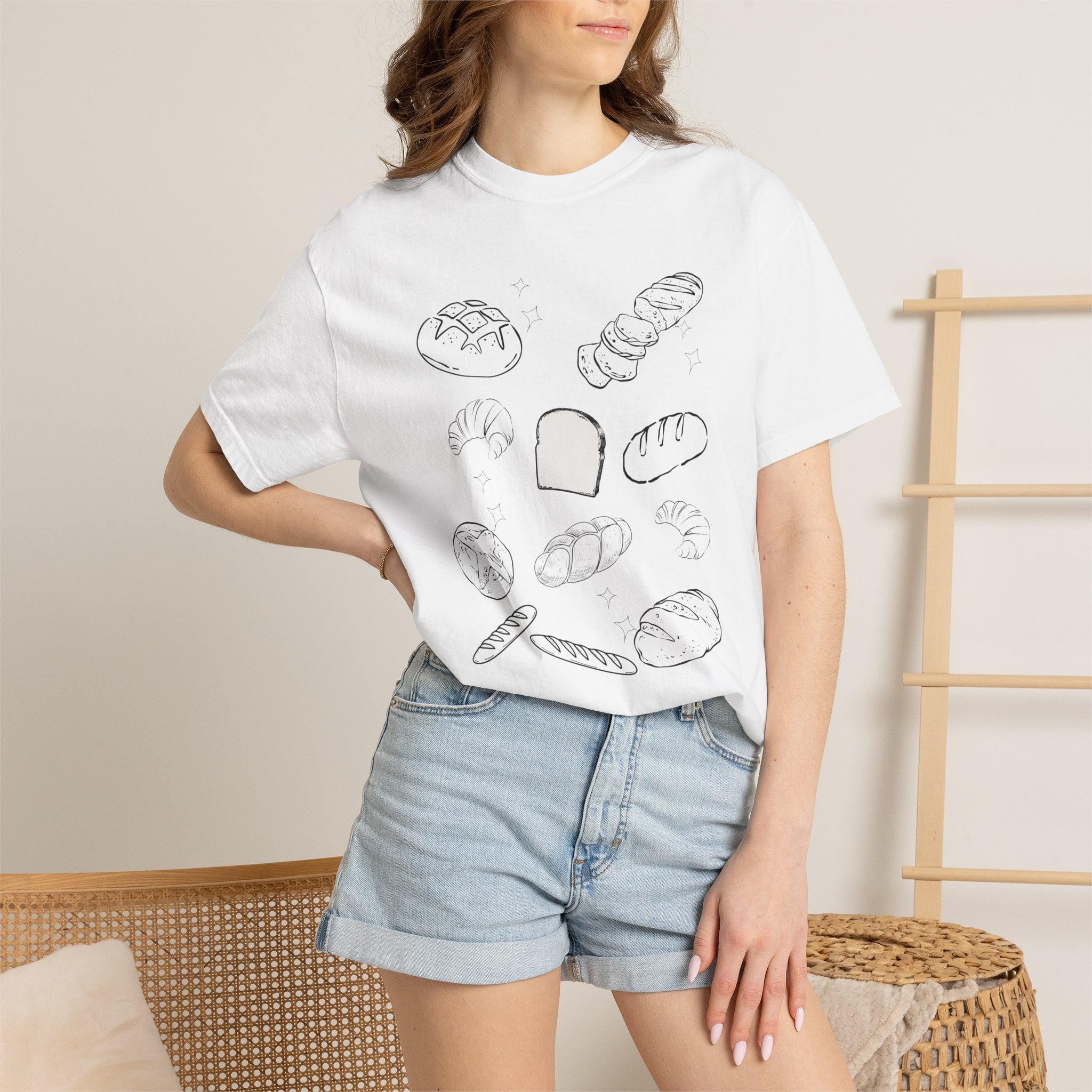 Hand-Drawn Bread Sketches T-Shirt | Loaf, Baguette, Slice